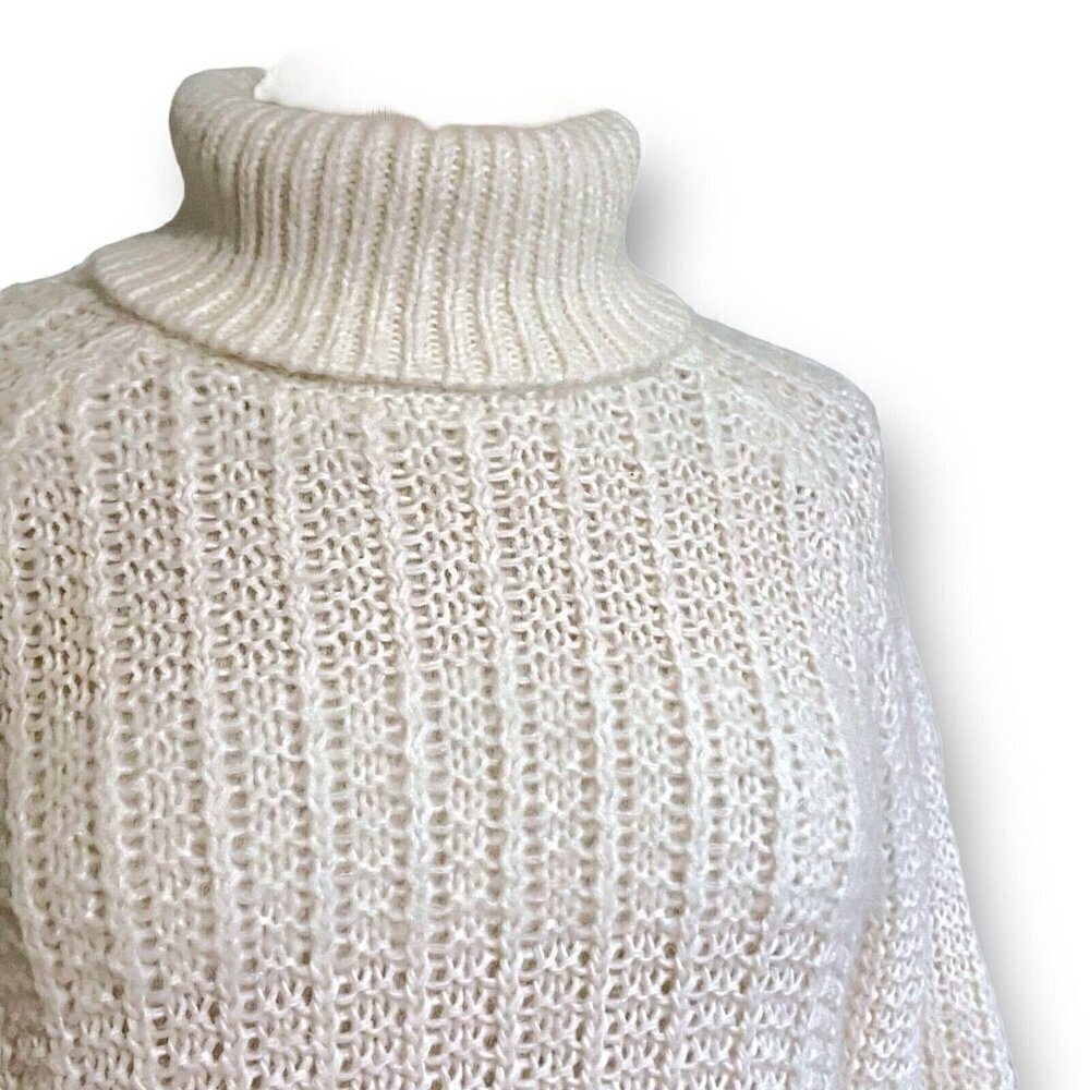 LAUREN Ralph Lauren Womens Sweater Sz Large Ivory Alpaca Wool Blend Turtleneck - Picture 6 of 8